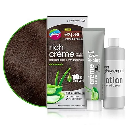 Godrej Expert Rich Crème Hair Colour for Women & Men – DARK BROWN Shade 4.06 (50ml + 50g)